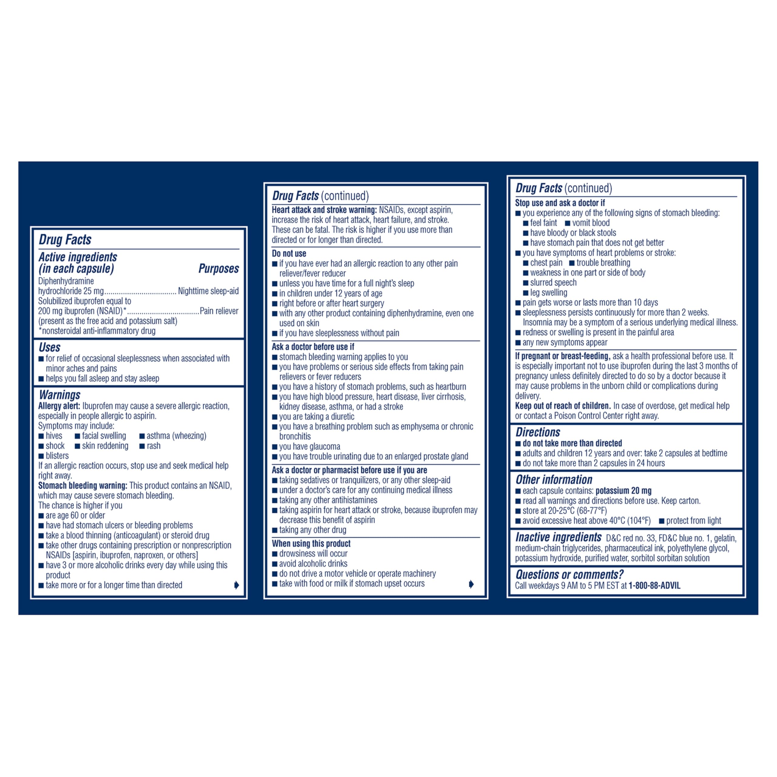 Advil PM Liqui-Gels Pain Reliever and Nighttime Sleep Aid, Pain Medicine with Ibuprofen for Pain Relief and Diphenhydramine HCL for a Sleep Aid - 80 Liquid Filled Capsules - Back to College