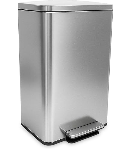 Cubo De Basura De Cocina 45 Litros - Color Crema Con Tapa Plateada - Ideal Para Interior, Resistente Y Con Tapa