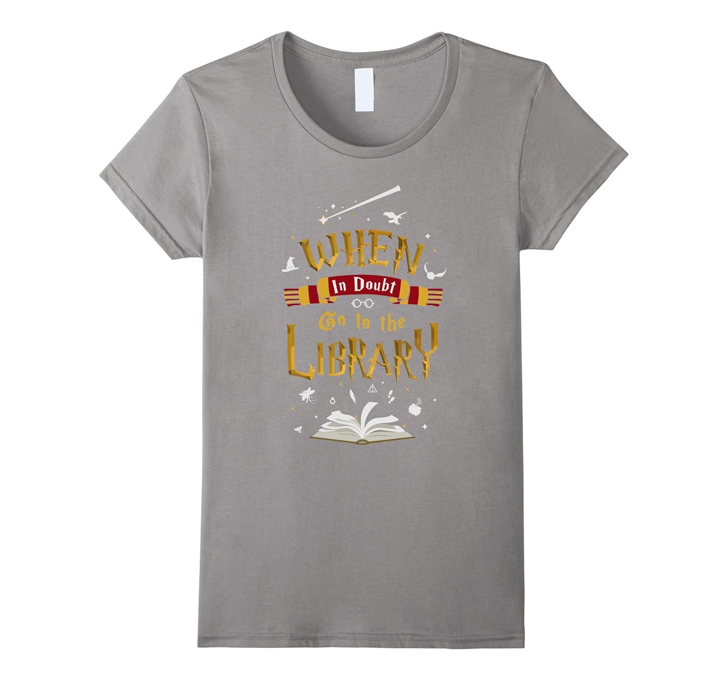 Womens When In Doubt Go To The Library T-Shirt-Rose