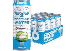 C2O - Coconut Water, The Original Flavor (12 Pack) - Made with Fresh Coconut Water, Plant Based - Non GMO Canned Water - Natural Hydration, Essential Electrolytes, & Potassium - 12 Cans, 17.5 FL OZ