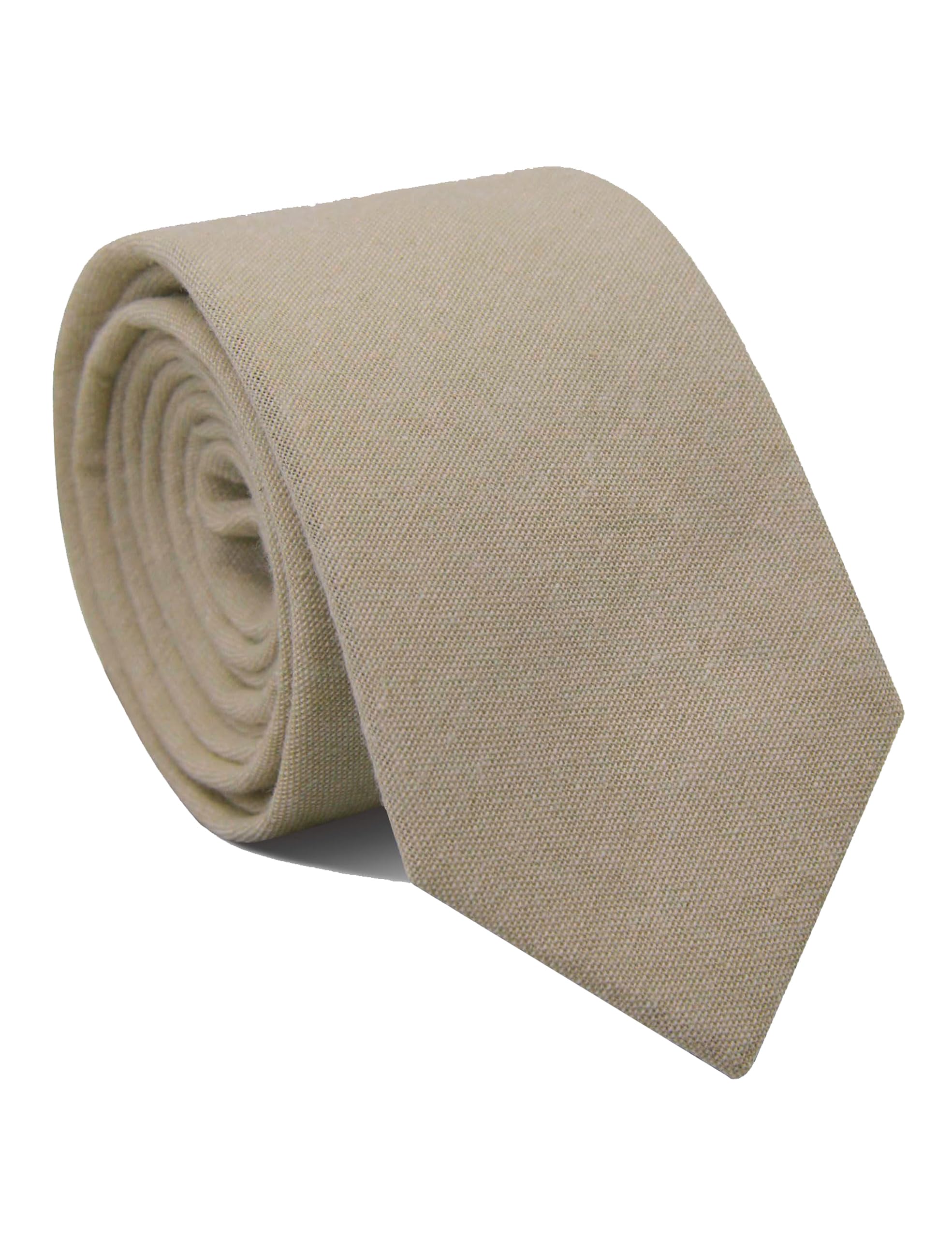 Photo 1 of Mantieqingway Skinny Ties for Men,Cotton Linen Neck Tie for Daily Dress,Weddings, Groom, Groomsmen, Missions, Dances (Khaki)