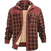 Men's Classic Fit Sherpa Lined Jacket Warm Flannel Shirt, Plaid Button-Down,Outdoor Work for Cold Winter