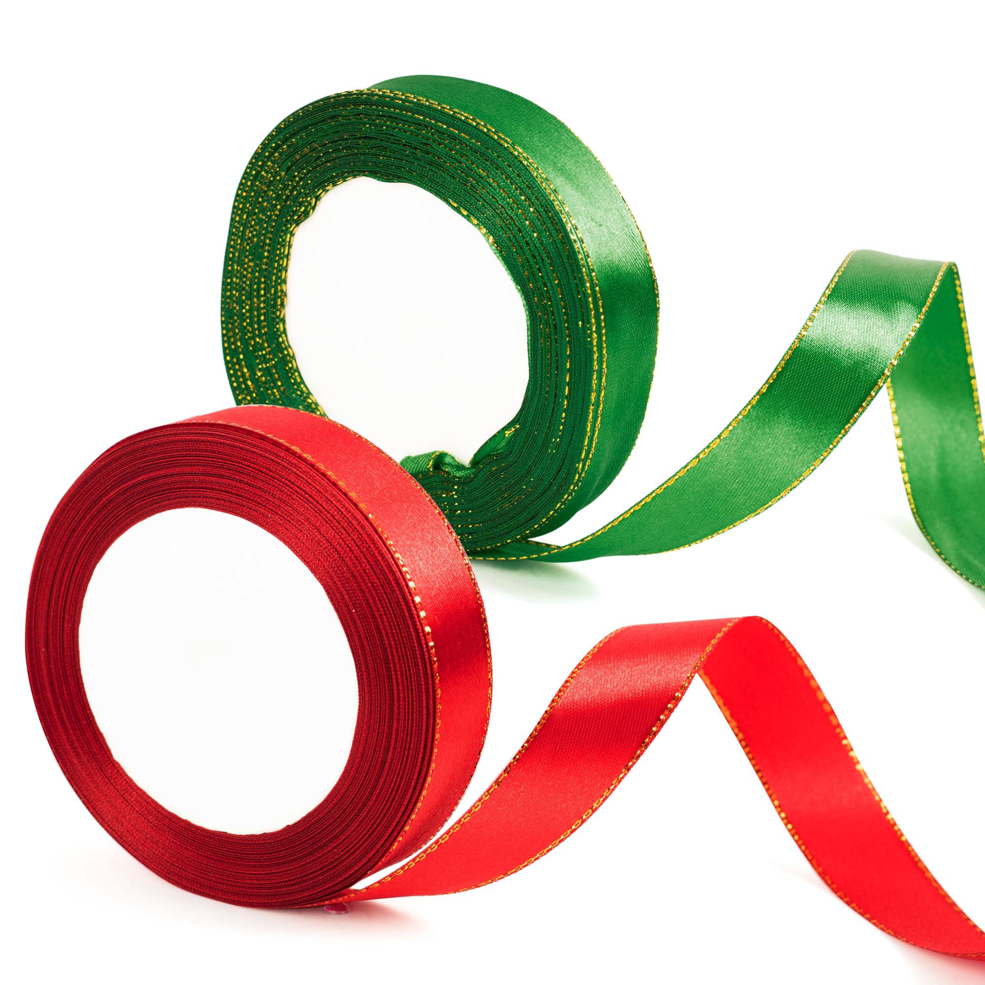 20mm Wide Burgundy Red & Green Satin Ribbon | Multipurpose Christmas Ribbon for Gift Wrapping, Hair Bows, Cake Decoration & Wedding Car Accessories