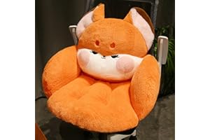 QYA Cute Chair Cushion, Soft Seat Cushions for Office Desk, Kawaii Chair Pillow for Gaming, Comfy Floor Seating for Adults, Fox Stuff for Bedroom Playroom Dining Living Room Decor, 17.7", Orange