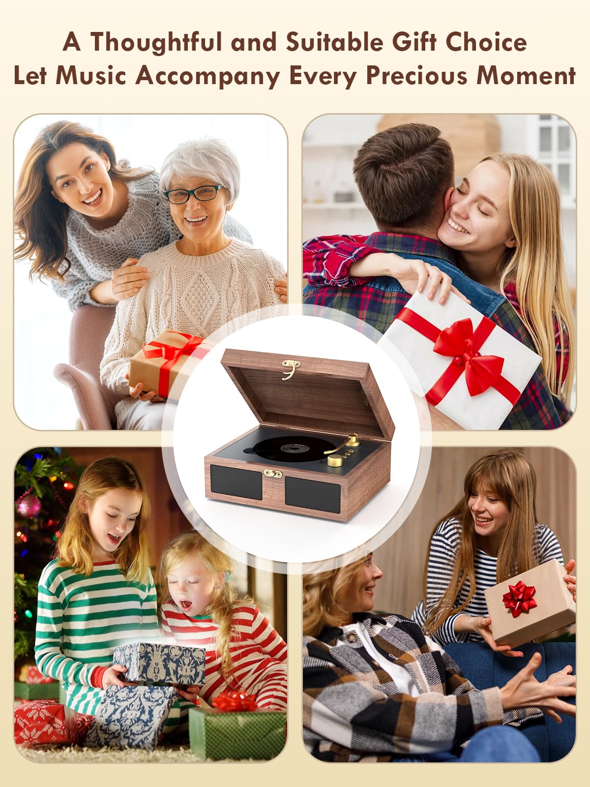 CD Player with Speakers Bluetooth Nostalgic Portable CD Players Support Bluetooth in & Out, Retro CD Player for Home with Remote Control Headphone Jack Brown