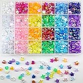 840 PCS Acrylic Beads Heart Star Shape Beads for Jewelry Making, Clear Acrylic AB Colors Bead Assortments Colorful Charming Beads Loose Beads Spacer for DIY Necklace Bracelet Jewelry Craft Making