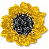 Mayan Arts Elegant Sunflower Pin, Gift for Her, Decorative Collectible Charms for Backpacks, Hats, and Clothes, Handmade Bead