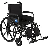 Medline Premium Lightweight Wheelchair for Adults, 300 lb Capacity, with Swing-Back, Desk-Length Arms, Elevating Leg Rests,18W x 16" D Seat