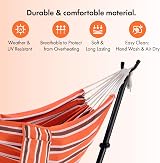 VonHaus Hammock with Stand Freestanding 2 Person Orange Stripe view 7