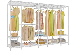 VIPEK V50 Extra Large Portable Closet Rack Bedroom Armoire Freestanding Wardrobe Closet, Heavy Duty Multi-Functional Metal Clothing Rack for Hanging Clothes, Max Load 1300lbs, White