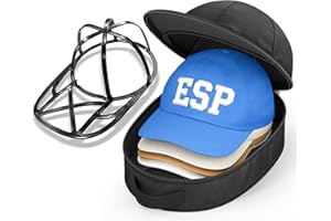 AOODA Hat Travel Case for Baseball Caps, Cap Carrier with Plastic Holder & Carrying Handle, Holds up to 6 Caps Hat Bag for Luggage, Suitcase (Black)