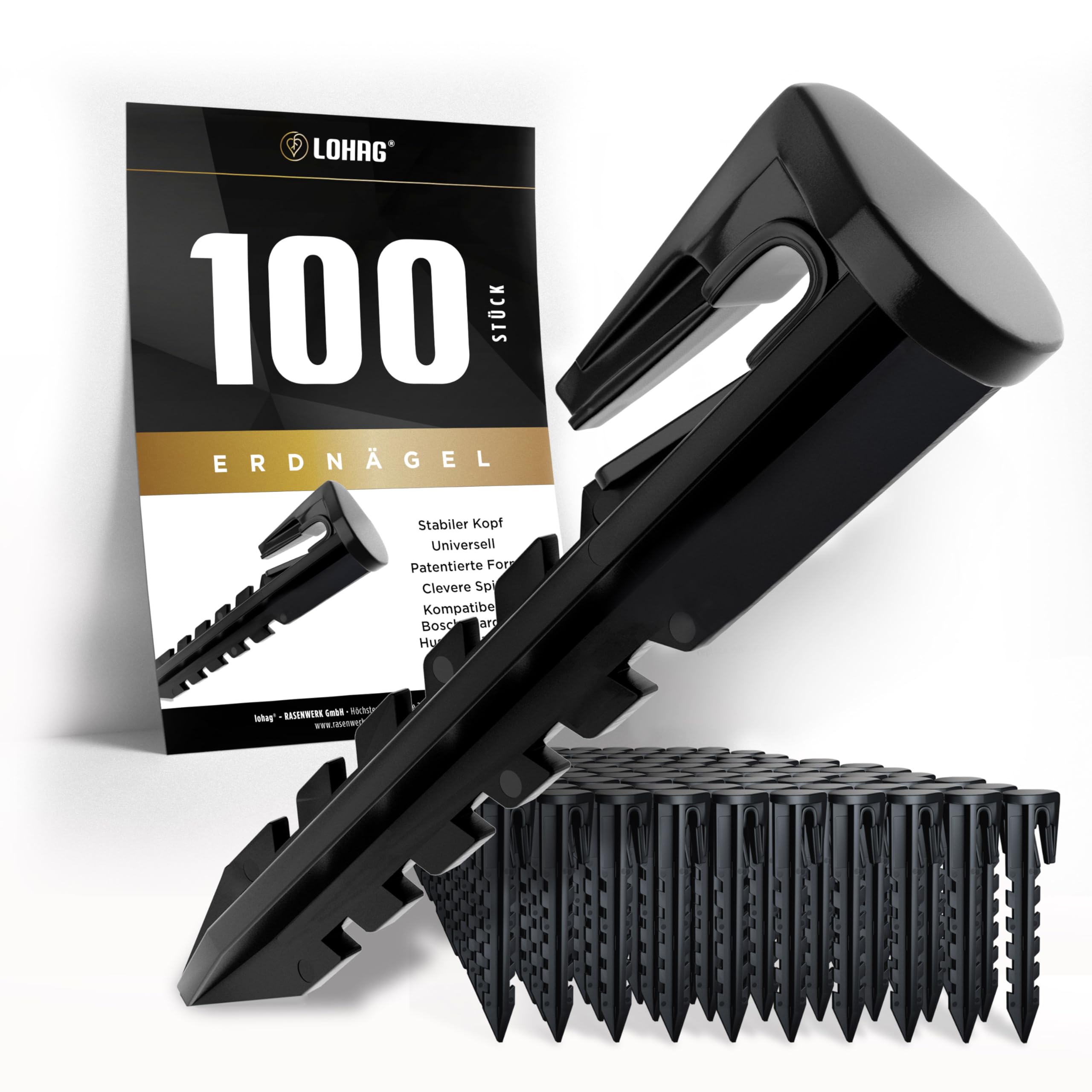 lohag® 100 Ground Nails for The Robotic Lawnmower Boundary Wire - Lawnmower Accessories - Ground Anchors Pegs Ground Spikes Nail - Compatible for Bosch, Gardena, Husqvarna, Worx, Yard Force
