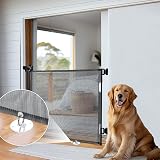 PetHot Retractable Stair Gate 55/140cm Wide 33in Tall One Handed Operation Black view 7