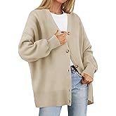 ZESICA Women's 2026 Fall Casual Long Sleeve Cardigan V Neck Button Down Open Front Knit Loose Oversized Sweater Coat