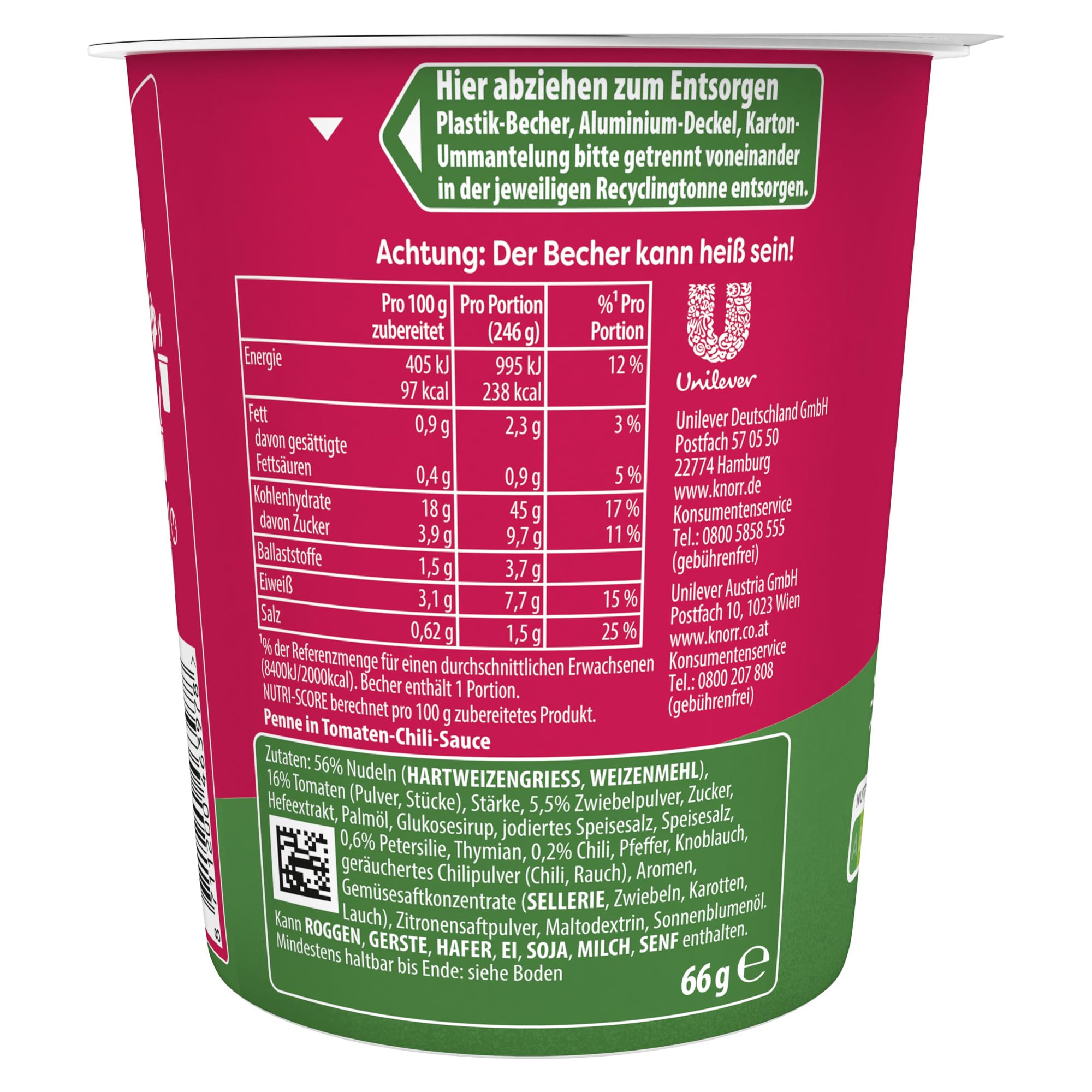 Knorr Arrabiata Pasta Pot, leckere Instant Nudeln 66 g 3