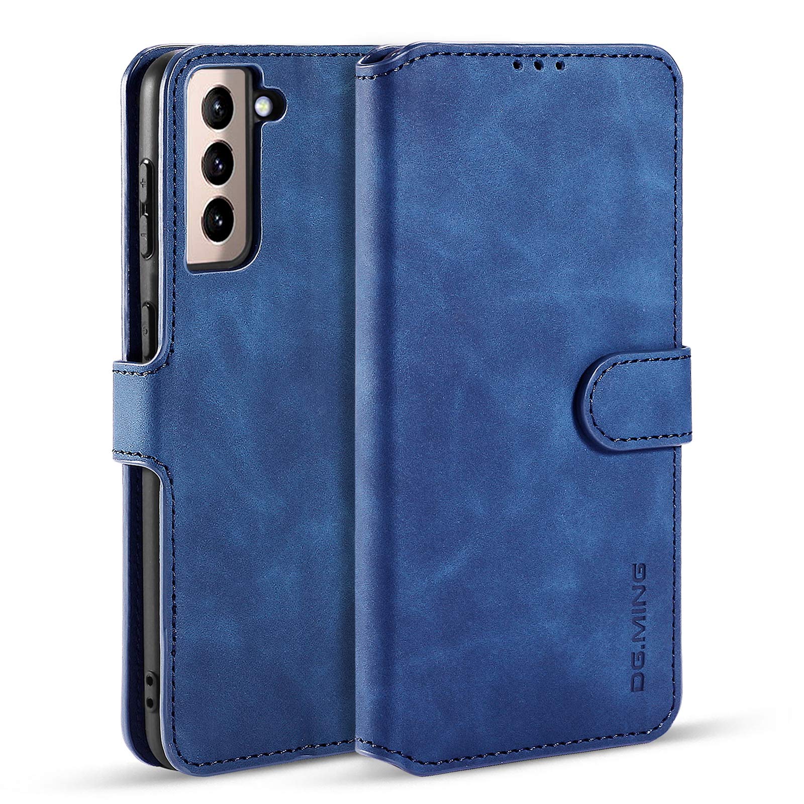 UEEBAI PU Leather Case for Samsung Galaxy S21 Plus 5G, Vintage Retro Premium Wallet Flip Cover TPU Inner Shell [Card Slots] [Magnetic Closure] Stand Function Folio Shockproof Full Protection - Blue