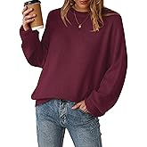 Arach&Cloz Women's Wool Blend Oversized Sweaters Crewneck Casual Outfits Fashion Spring Tops
