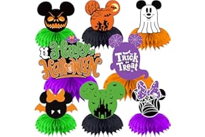 ALOTFS 8 Pcs Mouse Halloween Decorations Honeycomb Centerpieces, Mouse Halloween Decorations 3d Double Side Honeycomb Decorations for Halloween Table Decorations