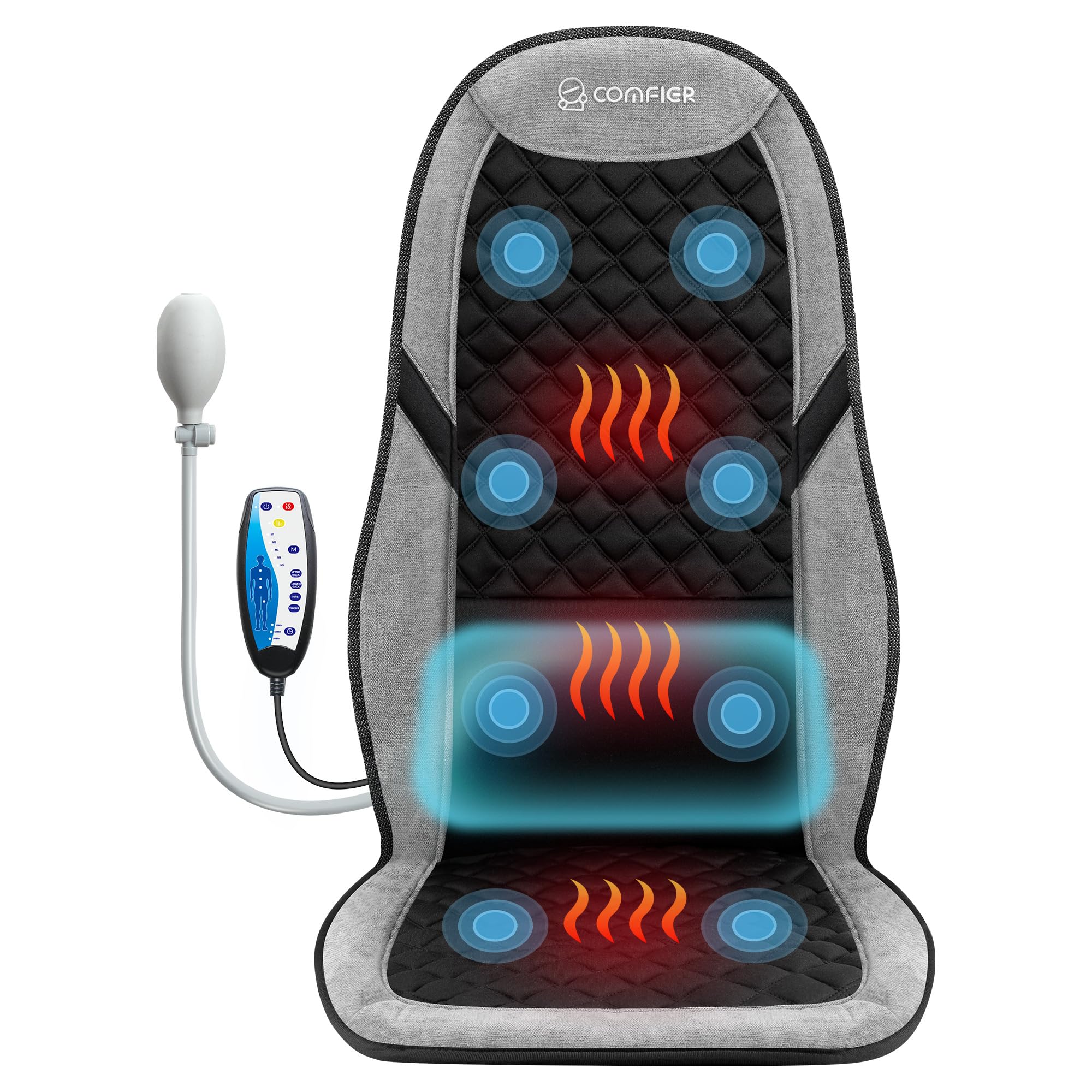 Photo 1 of COMFIER Back Massager with Heat,Massage Chair Pad,Massage Seat Cushion with Adjustable Lumbar Support,Back Massage for Pain Relief,Chair Massager for Recliner,Office,Gifts for Dad,Mom