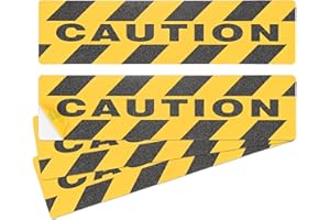 M METERXITY 4 Pcs CAUTION Floor Decals Stickers 6 x 24 Inch CAUTION Sign Warning Sticker Self-Adhesive Anti Slip Abrasive Tap