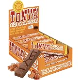 Tony&rsquo;s Chocolonely Belgian Milk Chocolate Candy Bar With Caramel &amp; Sea Salt, Chocolate Bars for Snacks, Party Favors, or Gifts, 32% Cacao, Made From Quality Fairtrade Cocoa, 20 Bars, 1.66 Oz Each