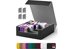UAONO Trading Card Storage Box, Holds 2400+ Sleeved Cards with 24 Dividers & 4 Stoppers, Card Organizer for TCG/Magic/Mtg sto