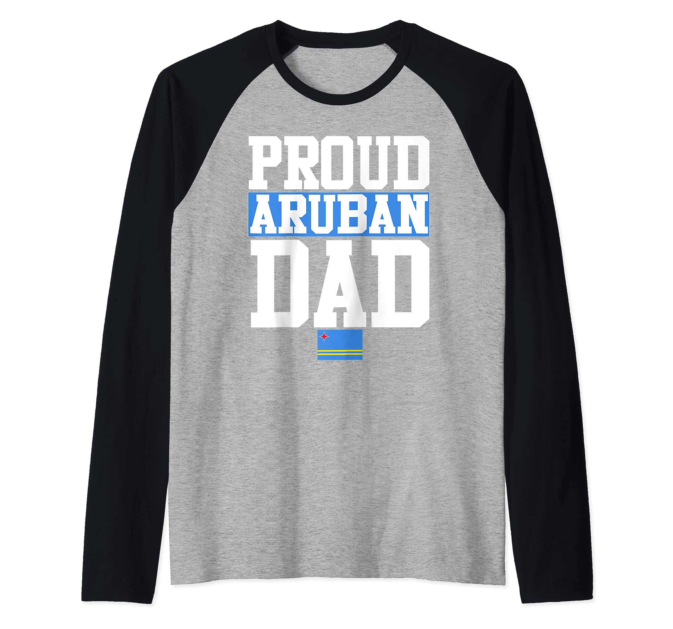 Flagcastle: Proud Aruban Dad Fathers Day Pride Raglan Baseball Tee