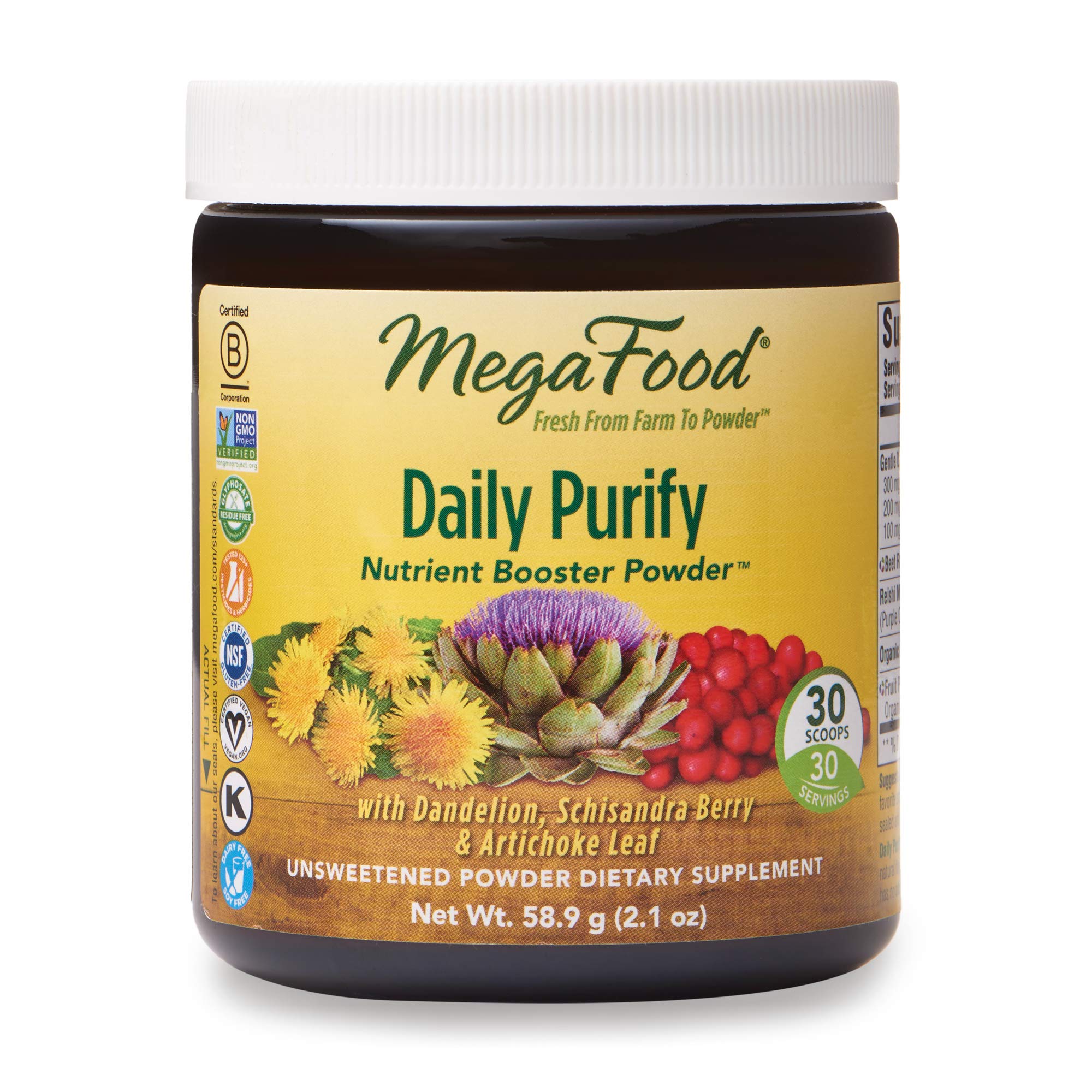 MegaFood, Daily Purify Booster Powder, Gentle Elimination and Detoxification Support, Liver Health Supplement Vegan, 2.1 oz (30 Servings) (FFP)