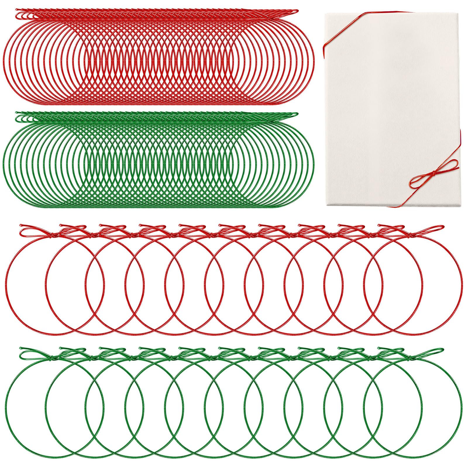 Photo 1 of Jutom 100 Pcs Stretch Loops 16" Metallic Elastic Cord, Pre Tied Ornament Strings, Elastic Ribbon for Tags, String Bows for Christmas Decoration Gifts Wrapping Boxes (Red,Green)