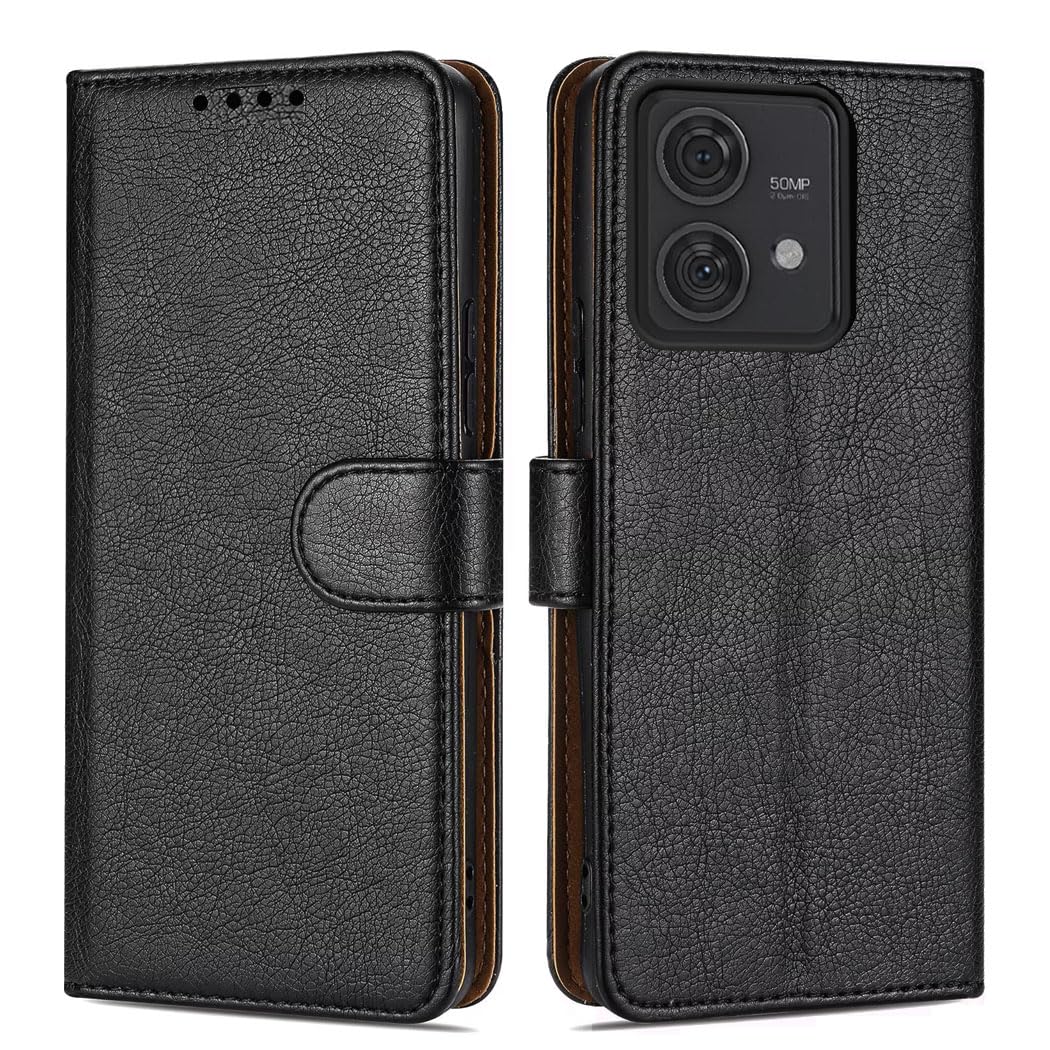 GAPlus PU Leather Flip Cover Wallet Case For Motorola Moto Edge 40 Neo 5G Card Holder Magnetic Kickstand Black — image 1