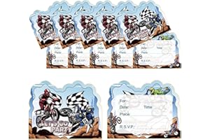 20 PCS Dirt Bike Birthday Invitations for Boys.Motorcycle Birthday Party Supplies,Birthday Invitations for Boys