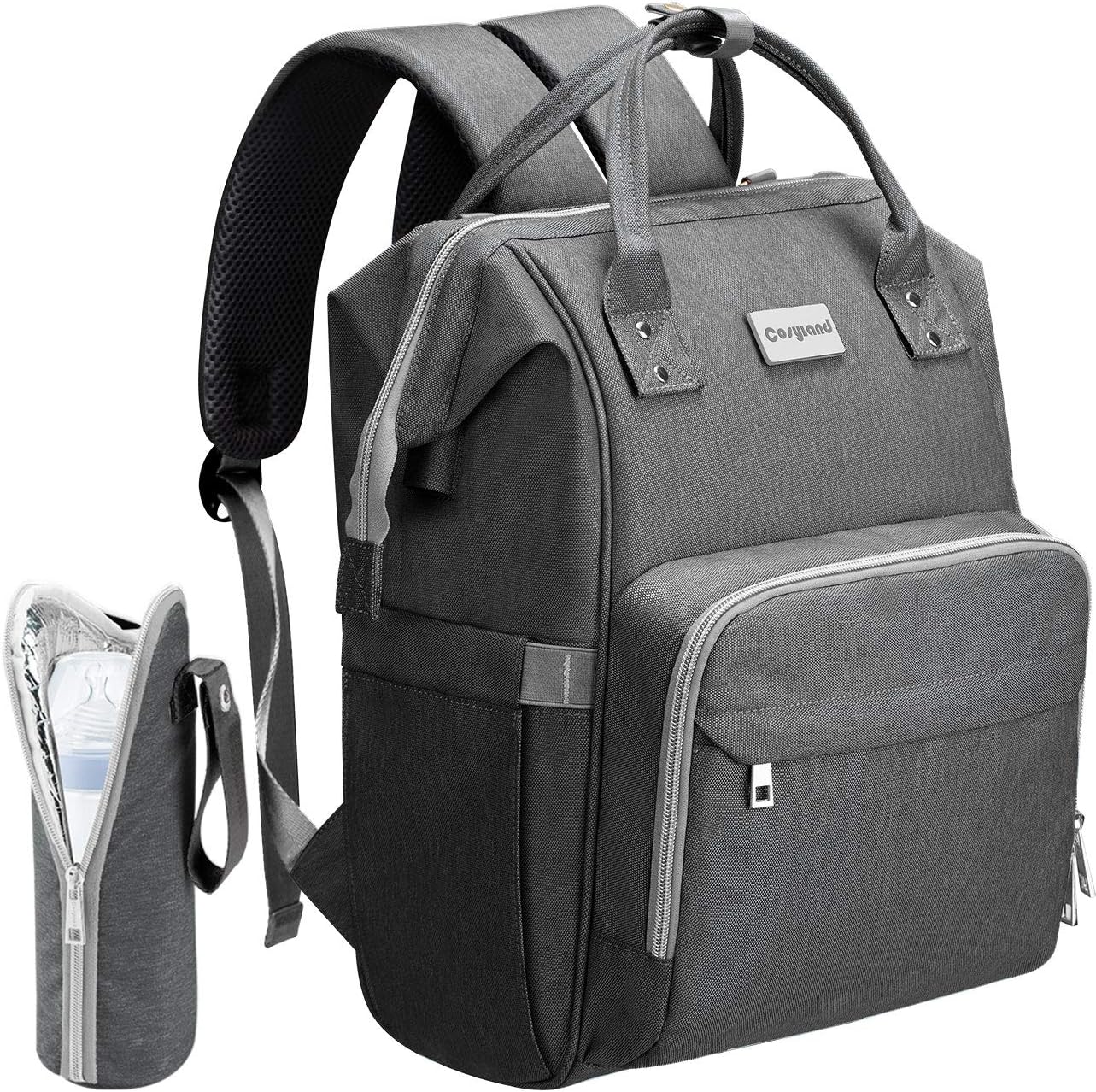 Unisex Nappy Travel Maternity Tote Baby Bag Multi-Pockets Large Capacity with Insulated Pocket Stroller Straps with Side Tissue and Back Pocket COSYLAND Diaper Bag Backpack with Laptop Pocket