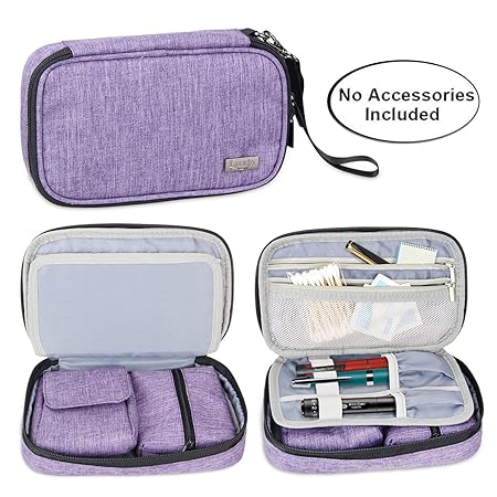 Luxja Diabetikertasche für Unterwegs, Tasche für Blutzuckermessgeräte und Diabetiker Zubehör (Nur Tasche), Lila
