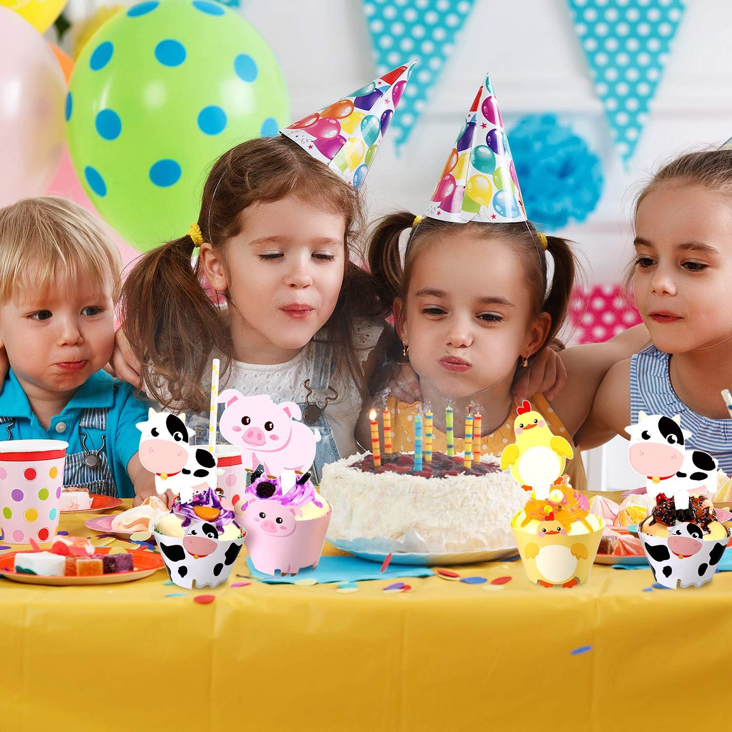 60 Pieces Emballage Et Topper De Cupcake D Animaux De Ferme Pour Fete A Theme De Ferme Emballage Et Topper De Cupcake Decoration De Fete Danniversaire Danimaux De Ferme Fournitures De Baby Shower