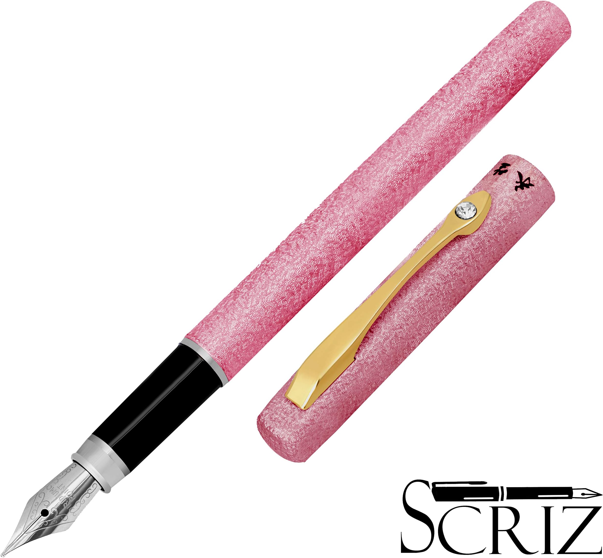 SCRIZ™"Sparkle Collection" Pink - Gold Fountain Ink Pen In Attractive Box Packing (SZ-0084)