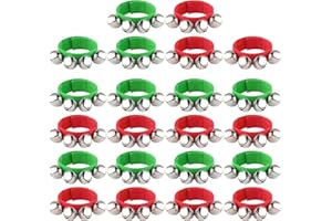 FEPITO 22 Pieces Christmas Band Wrist Bells Bracelets Jingle Bells Musical Ankle Bells Rhythm Instrument Percussion Christmas Party Decoration Favors