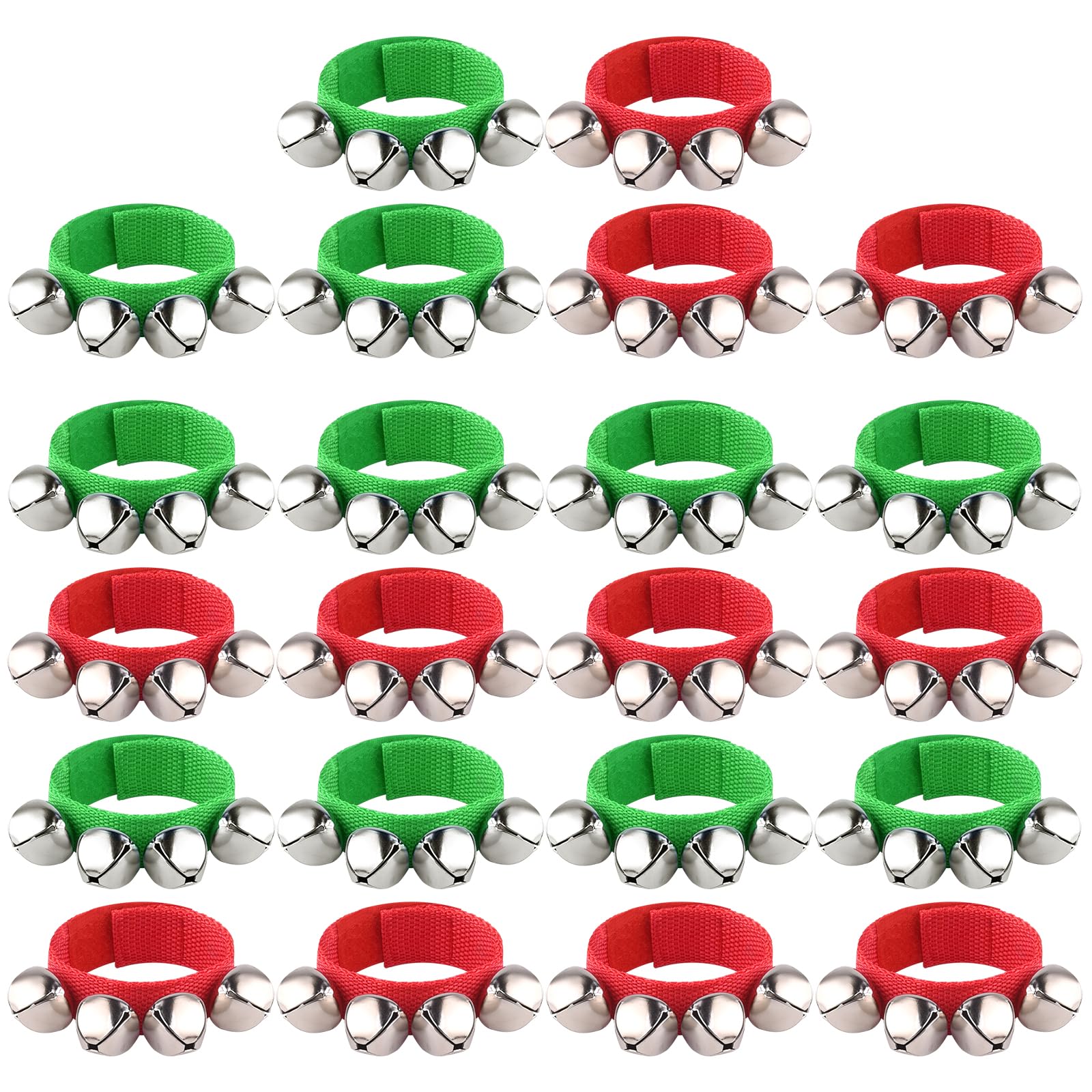 FEPITO 22 Pieces Christmas Band Wrist Bells Bracelets Jingle Bells Musical Ankle Bells Rhythm Instrument Percussion Christmas Party Decoration Favors