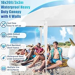 TOOLUCK Canopy 10x20 Pop Up Canopy Tent with 4
