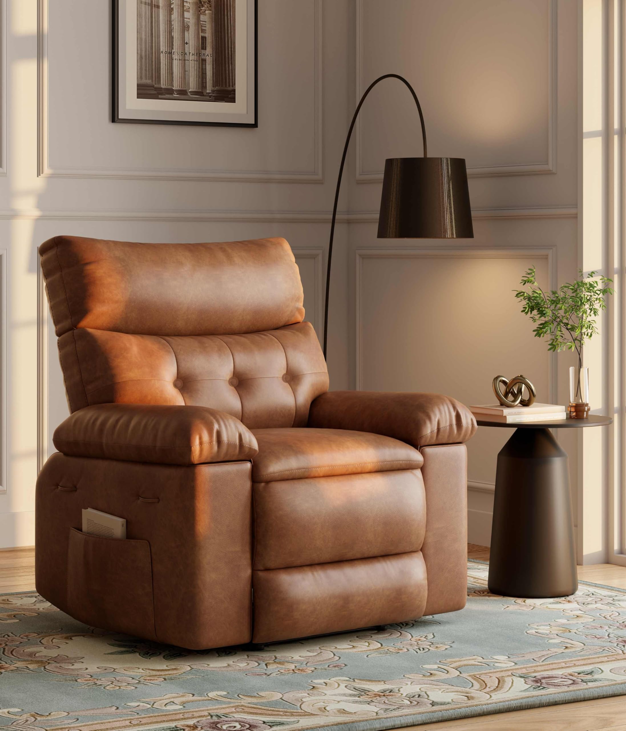 Photo 1 of GarveeHome Oversized Wide Rocker Swivel Recliner Chair - Faux PU Leather Large Manual Recliner for Adults, Lazy Chair with 1.5X Sponge Comfort Arm and Back for Living Room, Bedroom