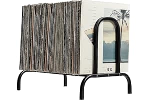 KAZAKA Premium Vinyl Record Storage，Vinyl Record Storage Holder,Fits 110 Albums/LPs,Metal Vinyl Record Organizer Stand, Sturdiness/Simple/Functional/Easy Assembly(Black)