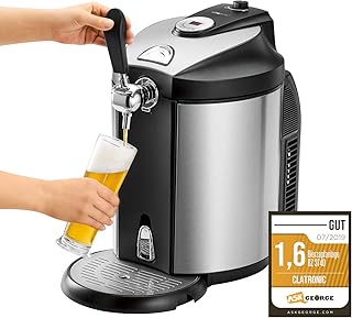 Clatronic BZ 3740 Bierzapfanlage für alle handelsüblichen 5 Liter-Partyfässer, LED-Display zur komfortablen Temperaturregelung/Kühlung von 2°C-12°C, hochwertiges Edelstahlgehäuse