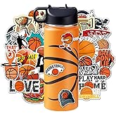 RhythmFit Basketball Water Bottles for Boys 18 oz and 100 PCS Basketball Stickers Sports Insulated Stainless Steel Water Bottle Basketballs Accessories Stuff Gear Gifts For 8-12 12-14 Player