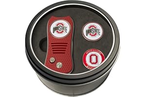 Team Golf NCAA Gift Set Switchblade Divot Tool with 3 Double-Sided Magnetic Ball Markers, Patented Single Prong Design, Causes Less Damage to Greens, Switchblade Mechanism
