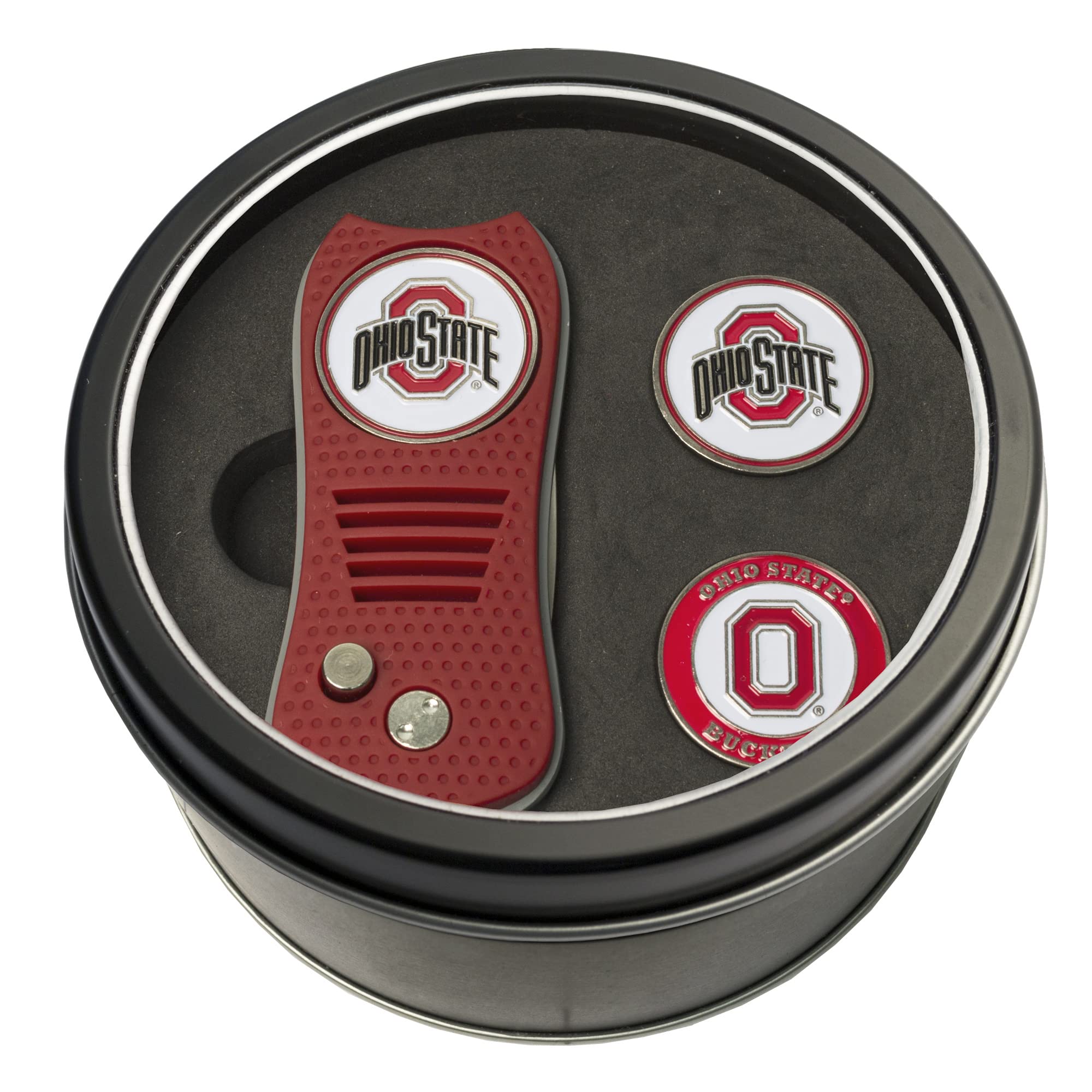 Team Golf NCAA Ohio State Buckeyes Tin Gift Set with Switchfix Divot Tool and 2 Ball Markers