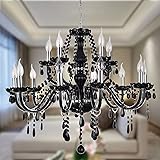 ZIOKOK K9 Black Crystal Chandelier, 15-Light