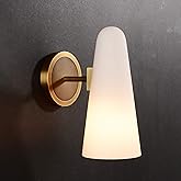 JimmyRaiden Bianco Brass Wall Sconce, Indoor Wall Lighting Bedroom Bedside Wall Lamp with Milky White Glass Shade Vanity Ligh