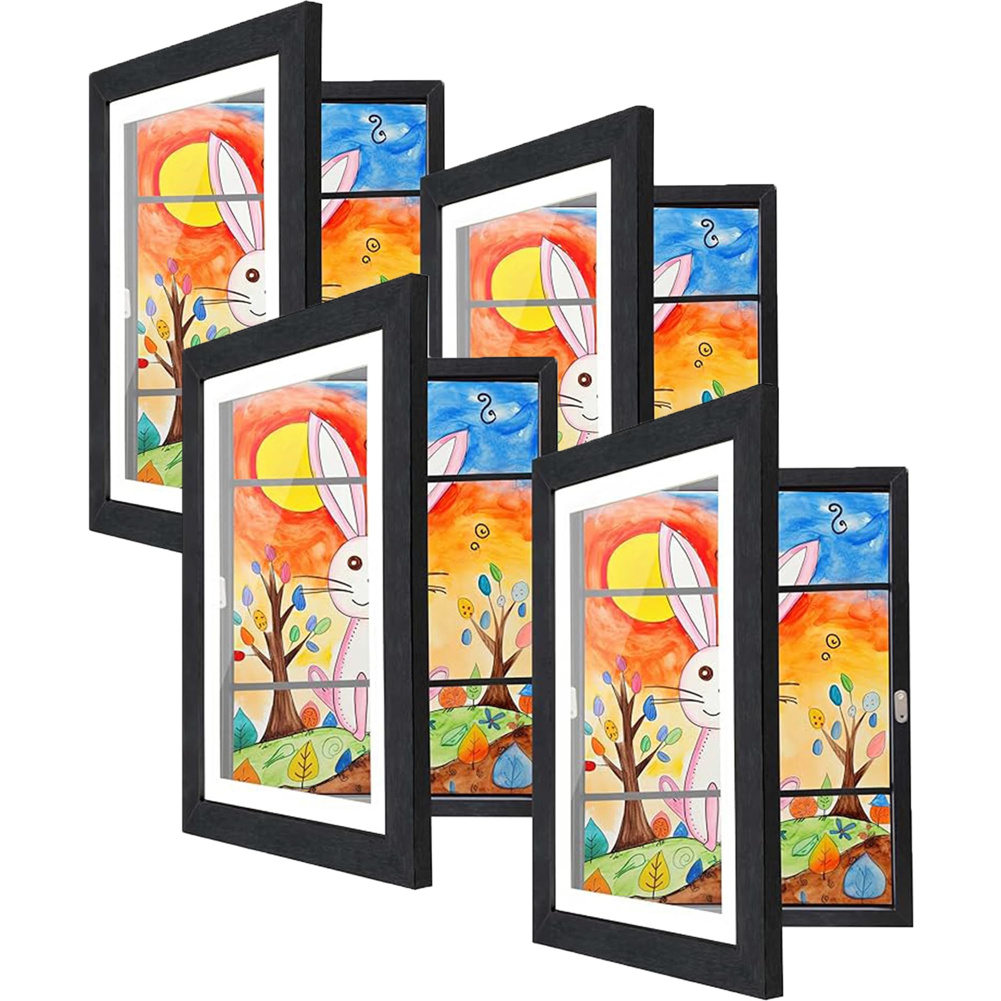 Photo 1 of [4-Pack] Kids Artwork Frames Changeable Picture Frames 8.5 x 11 inch Frames for Kids Artwork Front Opening Picture Frames Home Décor Up to 150 Pieces of Kids Art Frame Craft Storage Hanging BLACK
