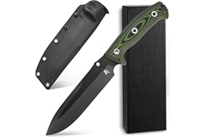 Sitivien ST11 Fixed Blade Knife DC53 Stonewashed Steel Blade Double Color G10 Handle Full Tang Knife EDC Tool Knife for Outdoor Camping Hiking Hunting Fishing(Black)