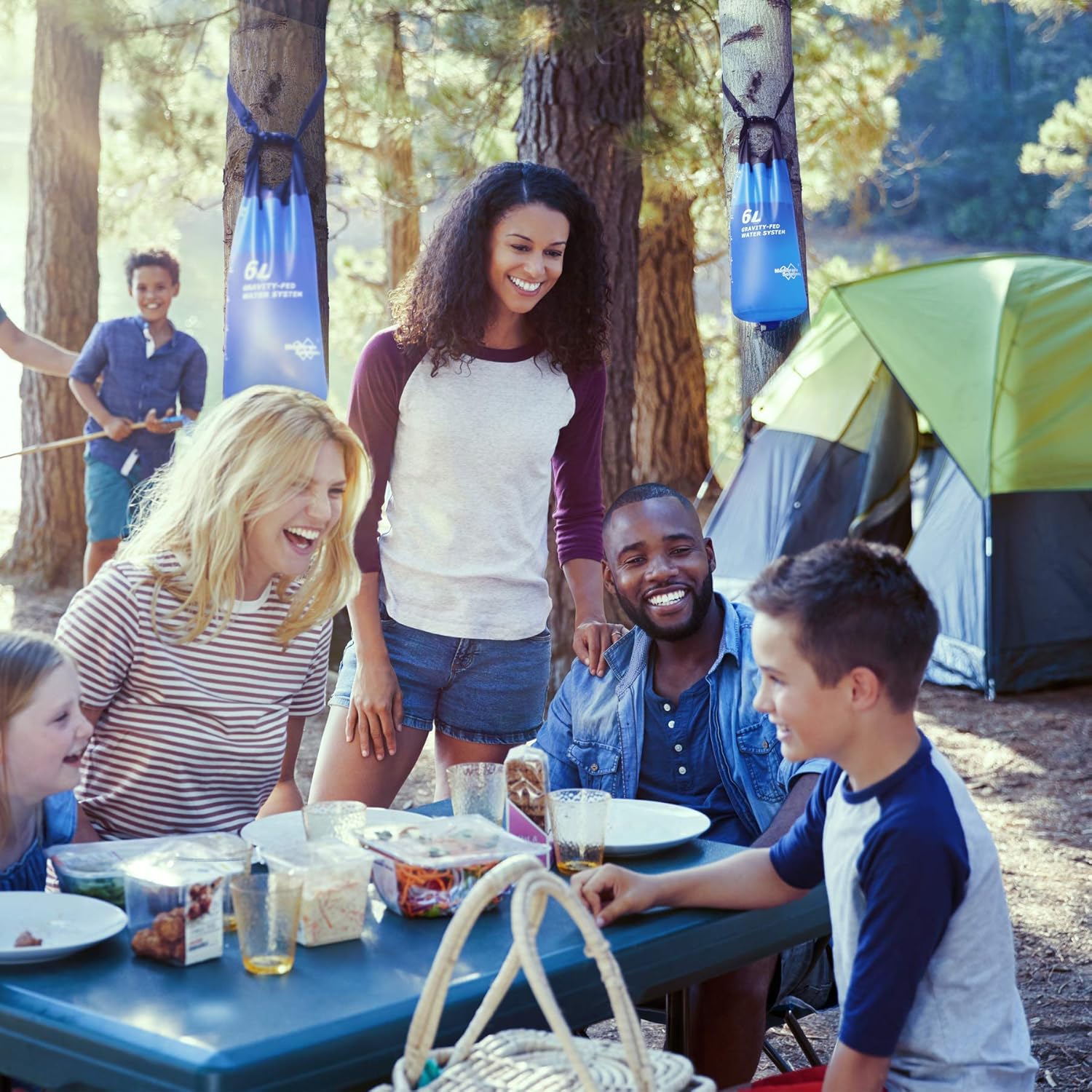 Membrane Solutions Gravity Water Filter Pro 6L, 0.1-Micron Versatile Water Filter Survival with Adjustable Tree Strap, Storage Bag, Survival Gear and Equipment for Group Camping Emergency Preparedness : Sports & Outdoors