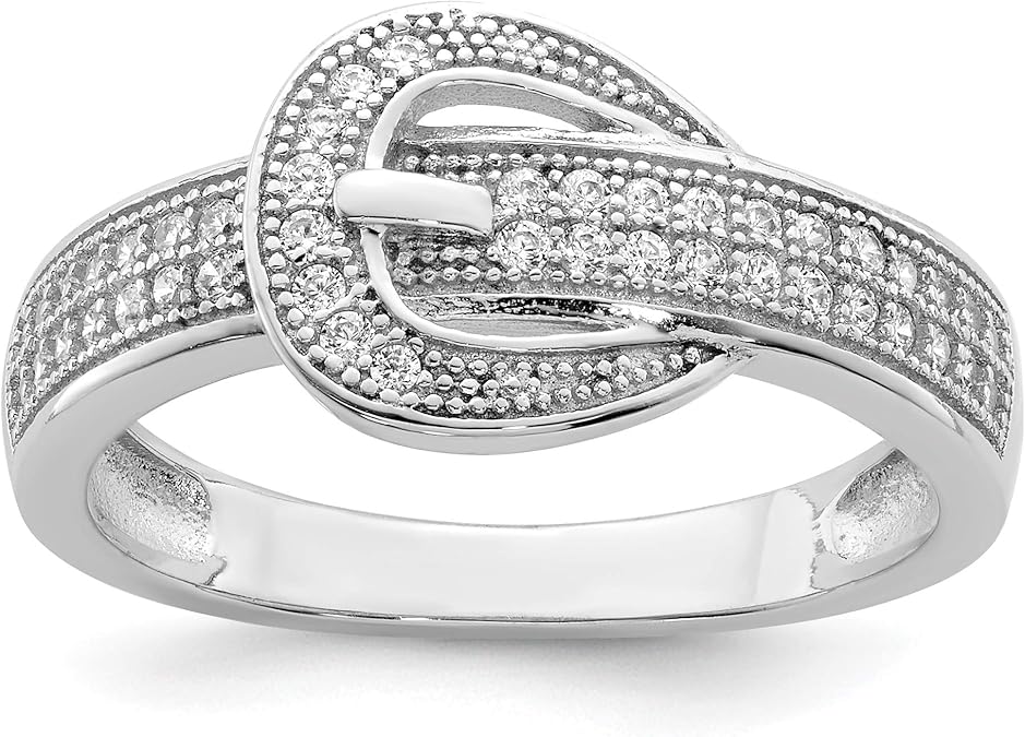 Sterling Silver Cubic Zirconia Buckle Ring Amazon.ca Jewelry
